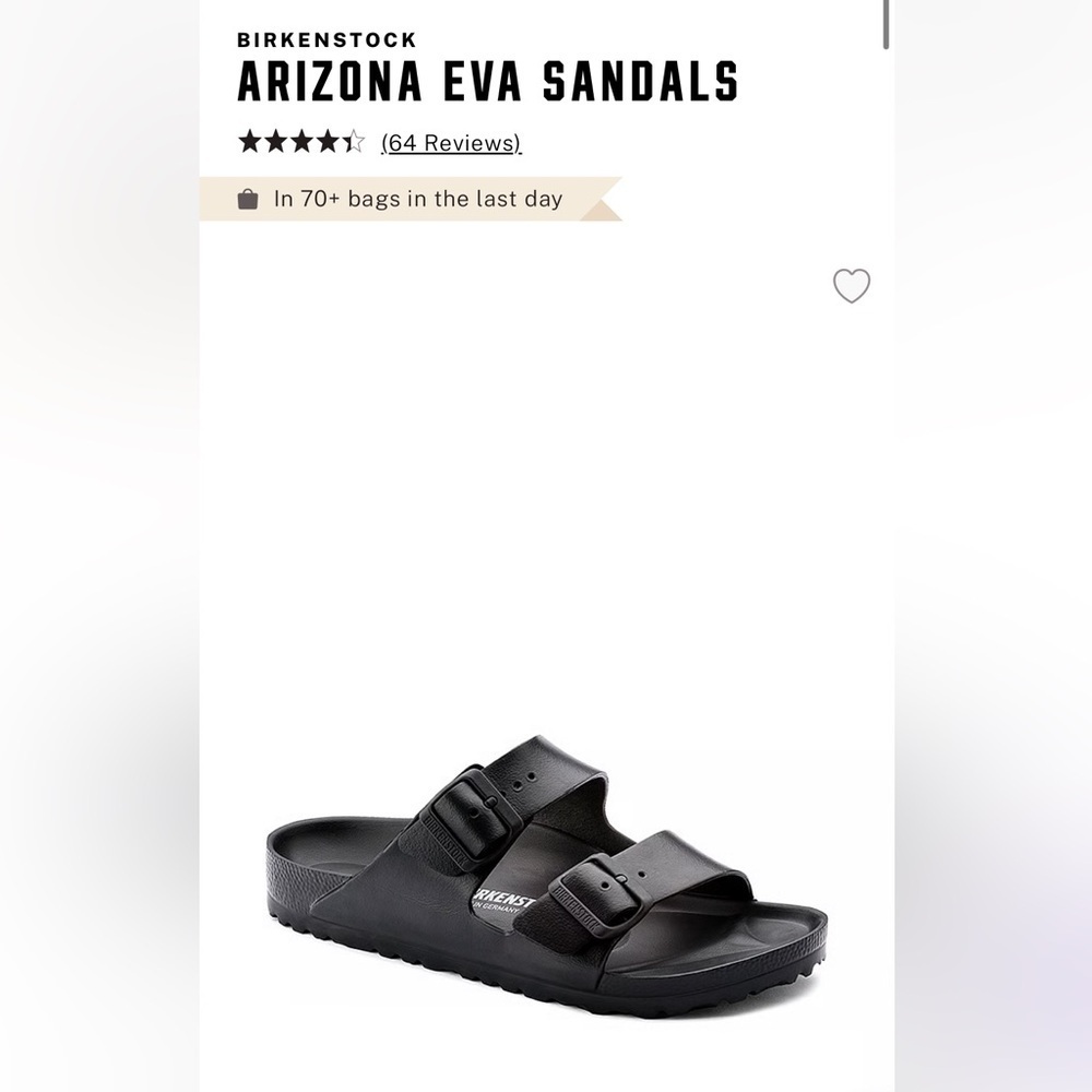 New NIB Birkenstock Arizona Eva sandals black 8-8.5 or 39 - Picture 3 of 8
